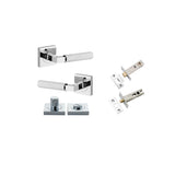 Brunswick Lever - Square Rose Privacy Kit in Polished Chrome - privacy set configuration