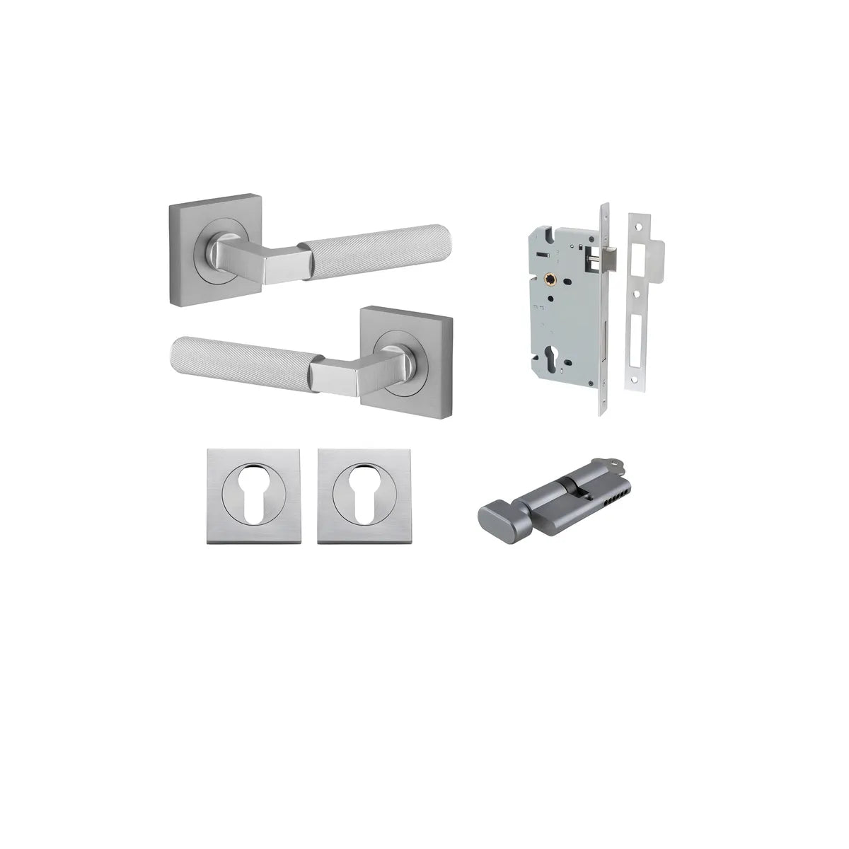 Brunswick Lever - Square Rose Entrance Kit with High Security Lock - entrance set configuration (7 of 12)