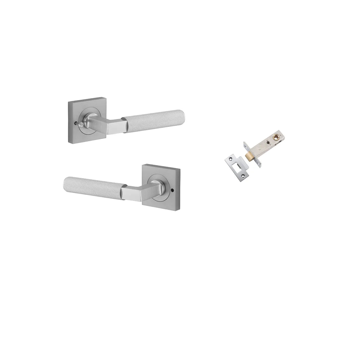 Brunswick Lever - Square Rose Privacy Kit (Inbuilt Privacy) in Brushed Chrome - privacy set configuration