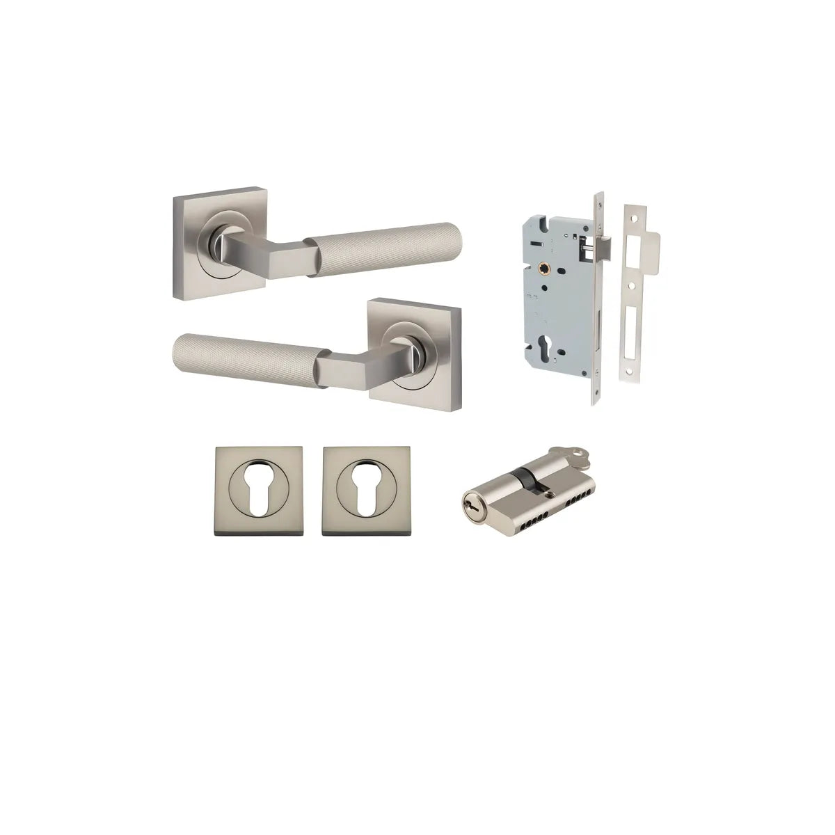 Brunswick Lever - Square Rose Entrance Kit with High Security Lock - entrance set configuration (5 of 12)