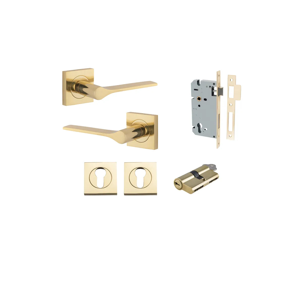 Como Lever - Square Rose Entrance Kit with High Security Lock