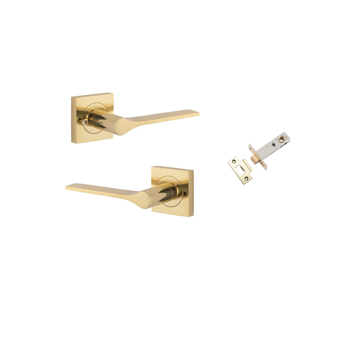 Como Lever - Square Rose Privacy Kit (Inbuilt Privacy) in Polished Brass - privacy set configuration
