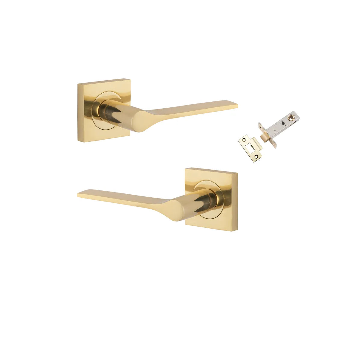 Como Lever - Square Rose Passage Kit in Polished Brass - side profile view
