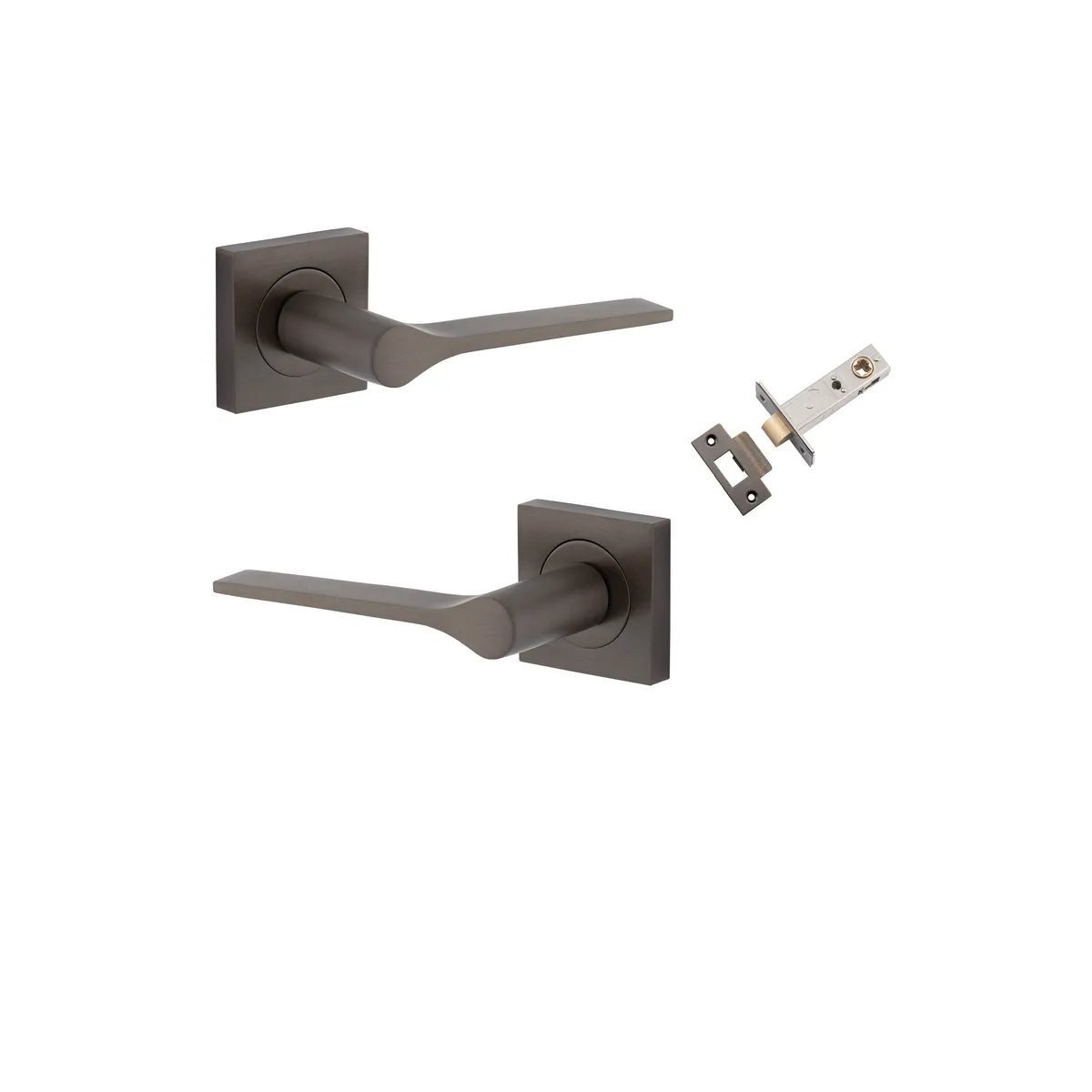 Como Lever - Square Rose Passage Kit in Signature Brass - finish and profile close-up