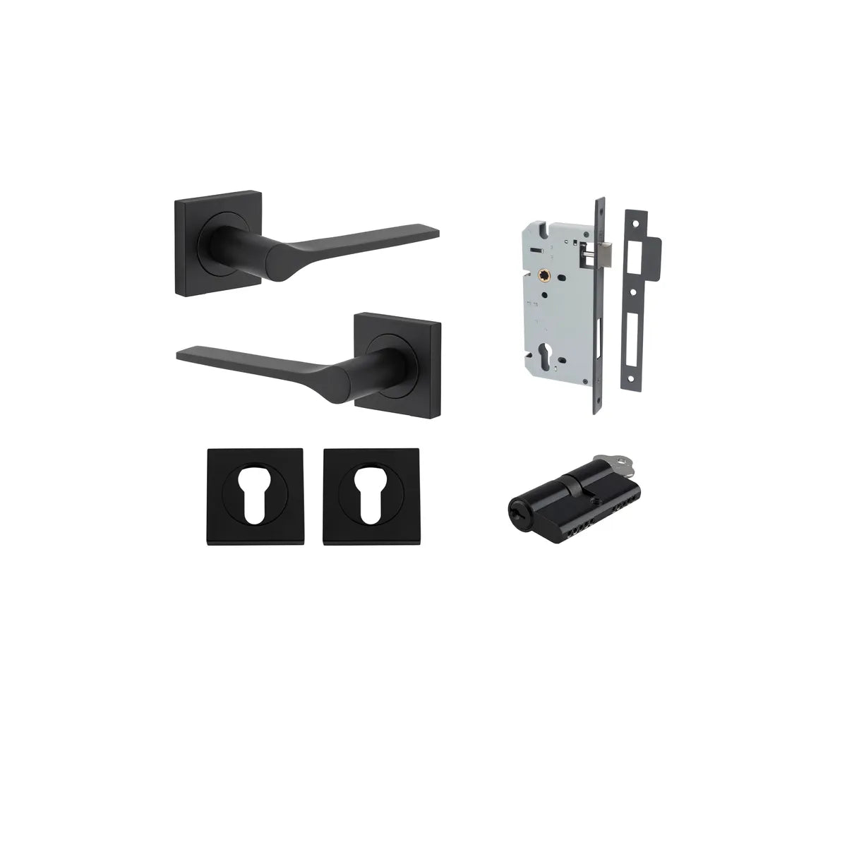 Como Lever - Square Rose Entrance Kit with High Security Lock - entrance set configuration (3 of 14)
