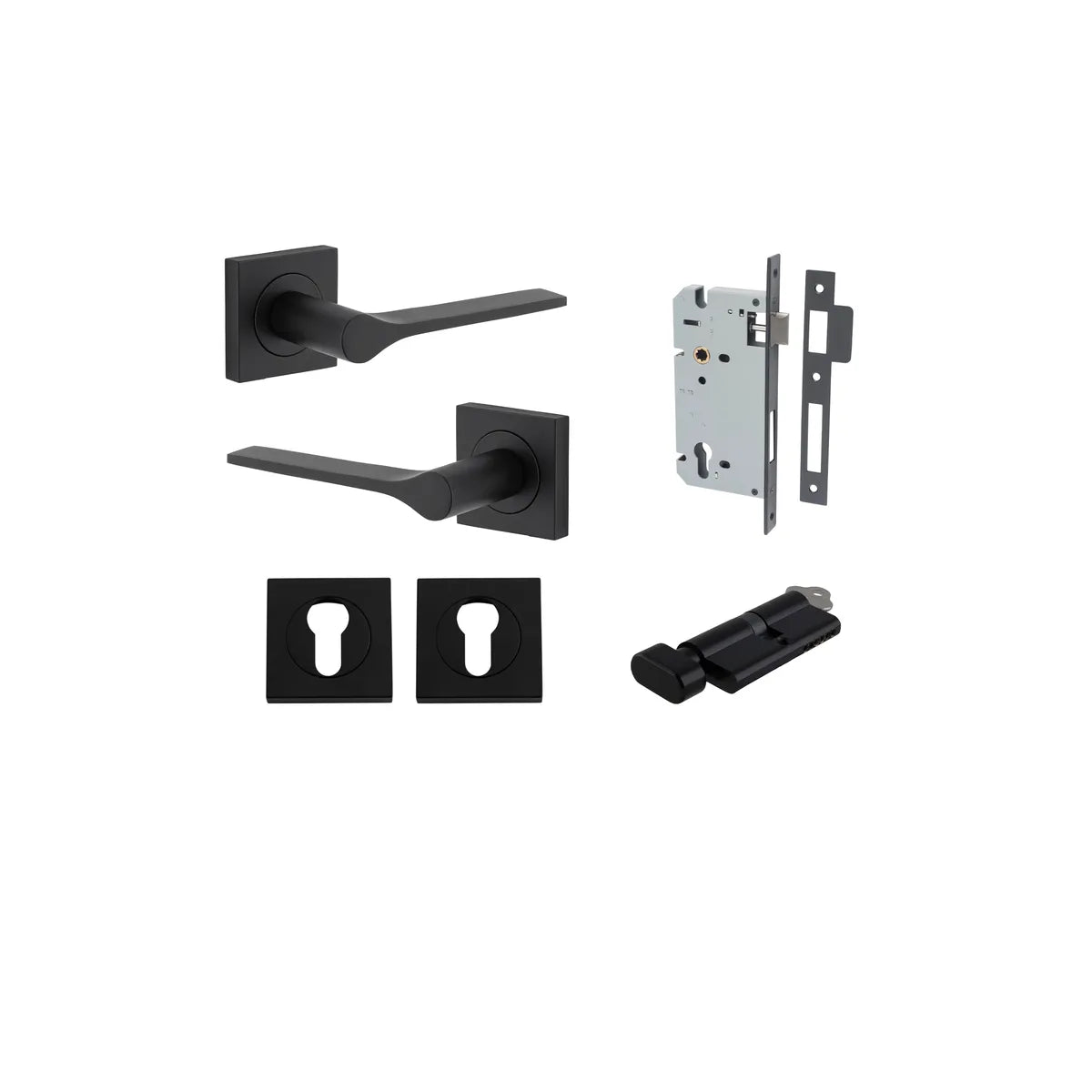 Como Lever - Square Rose Entrance Kit with High Security Lock - entrance set configuration (10 of 14)