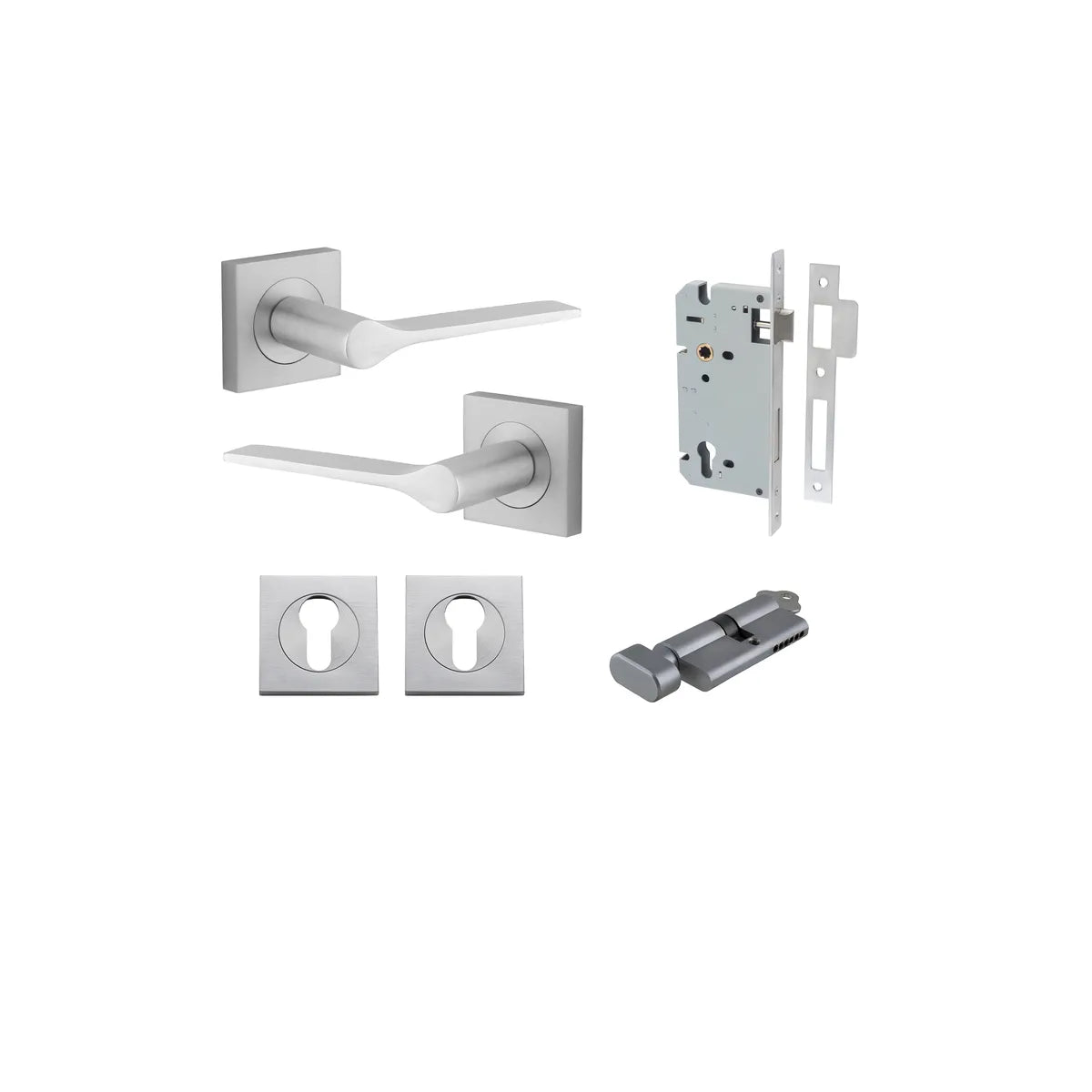 Como Lever - Square Rose Entrance Kit with High Security Lock - entrance set configuration (9 of 14)