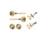 Annecy Lever - Round Rose Privacy Kit with Separate Privacy Turn in Brushed Brass - privacy set configuration