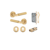 Berlin Lever - Round Rose Entrance Kit with High Security Lock in Brushed Chrome - entrance set configuration