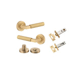 Berlin Lever - Round Rose Privacy Kit in Brushed Brass - privacy set configuration