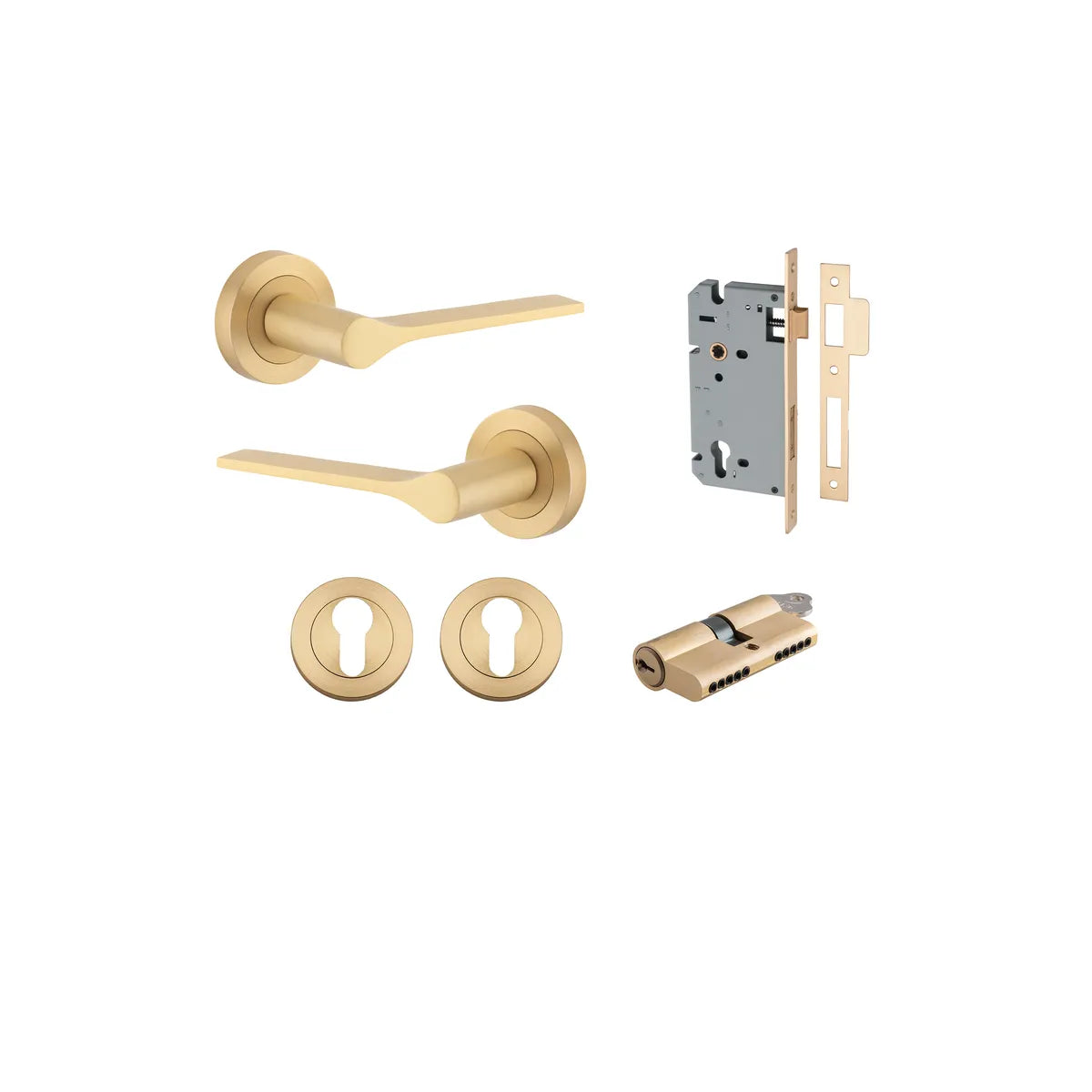 Como Lever - Round Rose Entrance Kit with High Security Lock - entrance set configuration