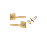 Baltimore Lever - Square Rose (Inbuilt Privacy) in Brushed Brass - privacy set configuration