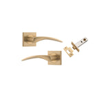 Oxford Lever - Square Rose Passage Kit in Brushed Brass - front view
