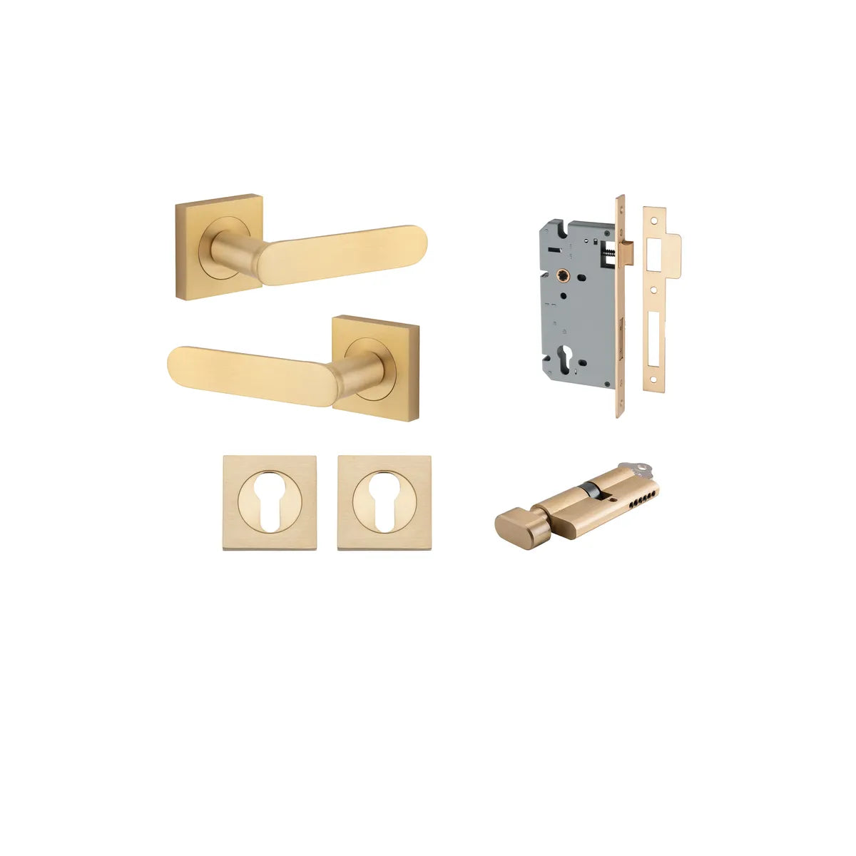 Bronte Lever - Square Rose Entrance Kit with High Security Lock - entrance set configuration (8 of 14)