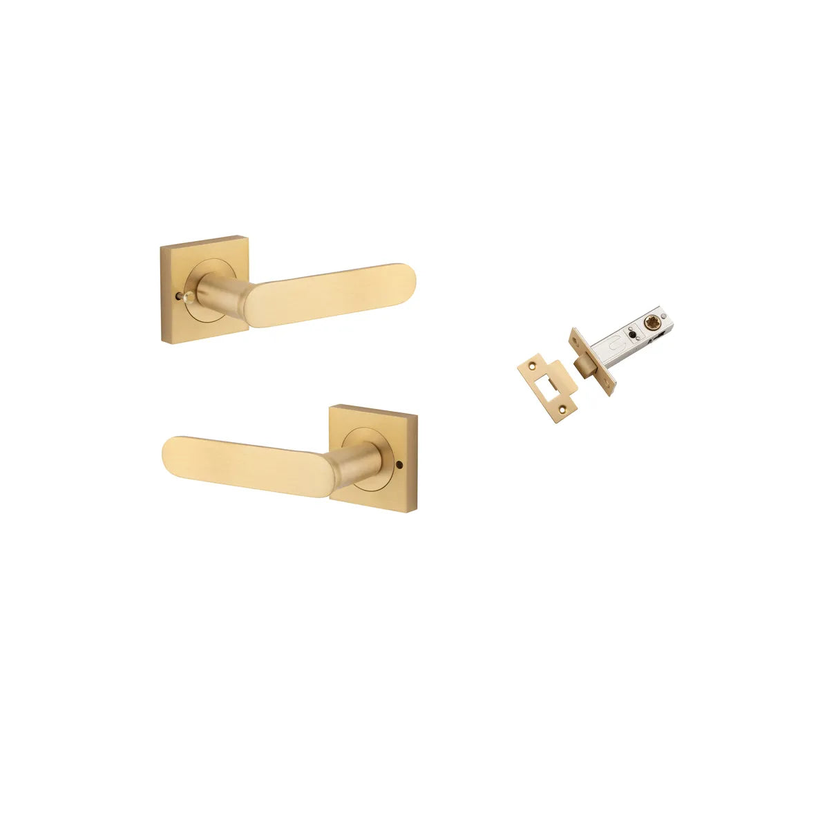 Bronte Lever - Square Rose Privacy Kit (Inbuilt Privacy) in Brushed Brass - privacy set configuration