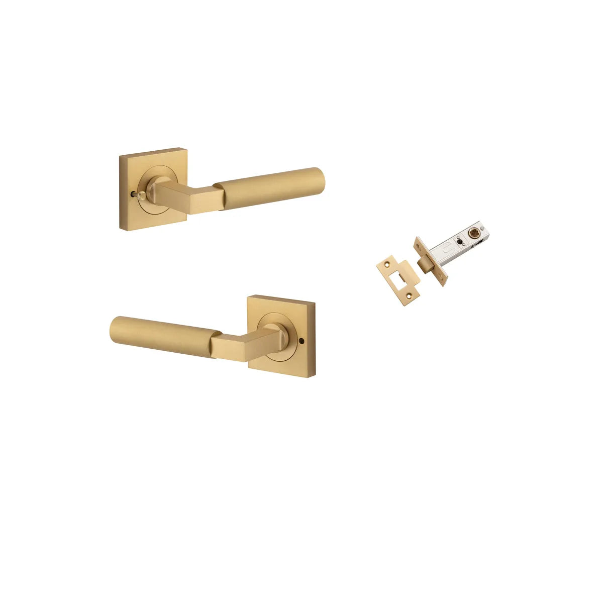 Berlin Lever - Square Rose Privacy Kit (Inbuilt Privacy) in Brushed Chrome - privacy set configuration