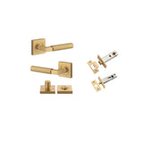 Berlin Lever - Square Rose Privacy Kit in Brushed Brass - privacy set configuration
