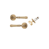 Verona Lever - Round Rose Passage Kit in Brushed Brass - front view