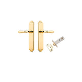 Sarlat Lever - Shouldered Backplate Passage Kit in Polished Brass - rear mounting detail