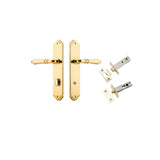 Sarlat Lever - Shouldered Backplate Privacy Kit with Privacy Turn in Polished Brass - privacy set configuration