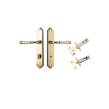 Verona Lever - Shouldered Backplate Privacy Kit with Privacy Turn in Polished Brass - privacy set configuration