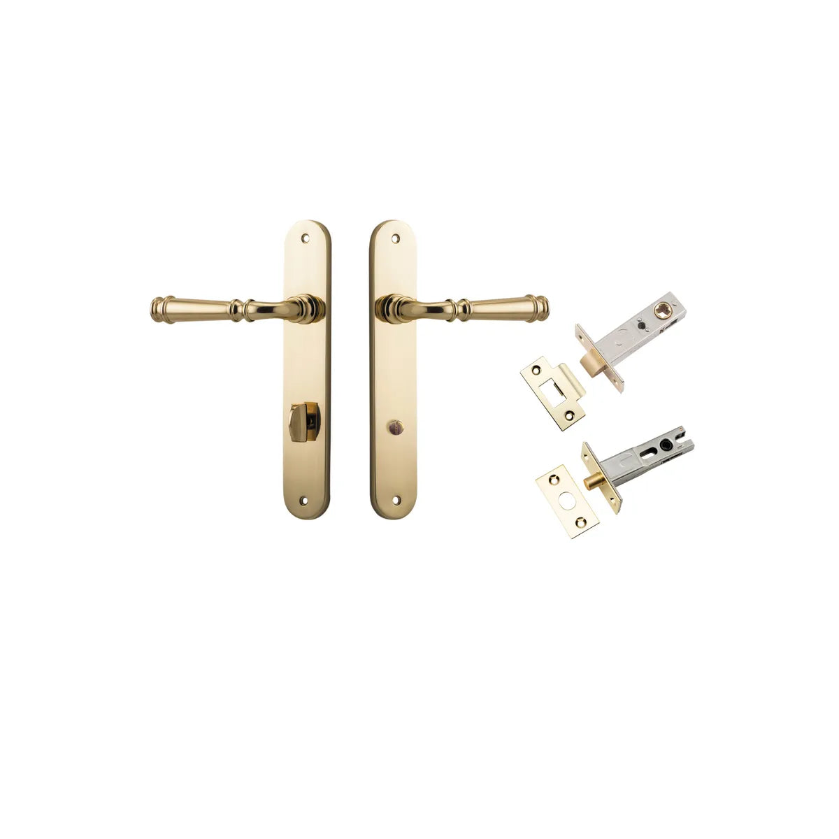 Verona Lever - Oval Backplate Privacy Kit with Privacy Turn in Brushed Brass - privacy set configuration (5 of 9)