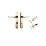 Annecy Lever - Oval Backplate Privacy Kit with Privacy Turn in Polished Brass - privacy set configuration