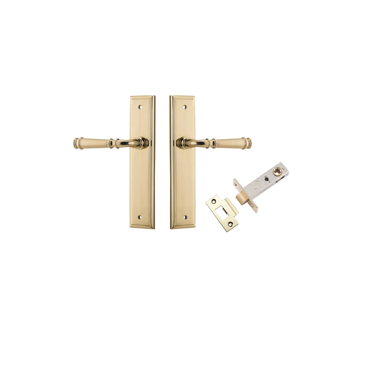 Verona Lever - Stepped Backplate Passage Kit in Brushed Brass - alternative product view