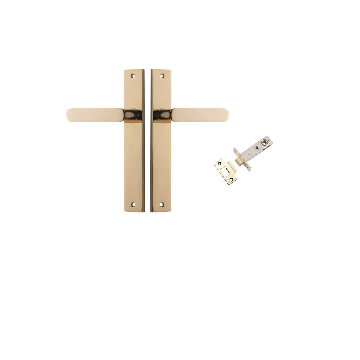 Bronte Lever - Rectangular Backplate Passage Kit in Brushed Brass - side profile view