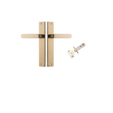 Bronte Lever - Rectangular Backplate Passage Kit in Brushed Brass - side profile view