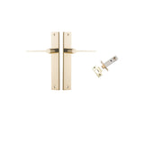 Como Lever - Rectangular Backplate Passage Kit in Polished Brass - side profile view