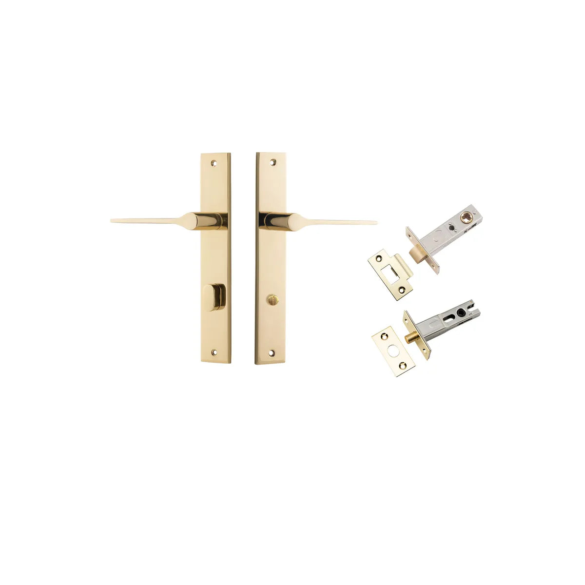 Como Lever - Rectangular Backplate Privacy Kit in Polished Brass - privacy set configuration