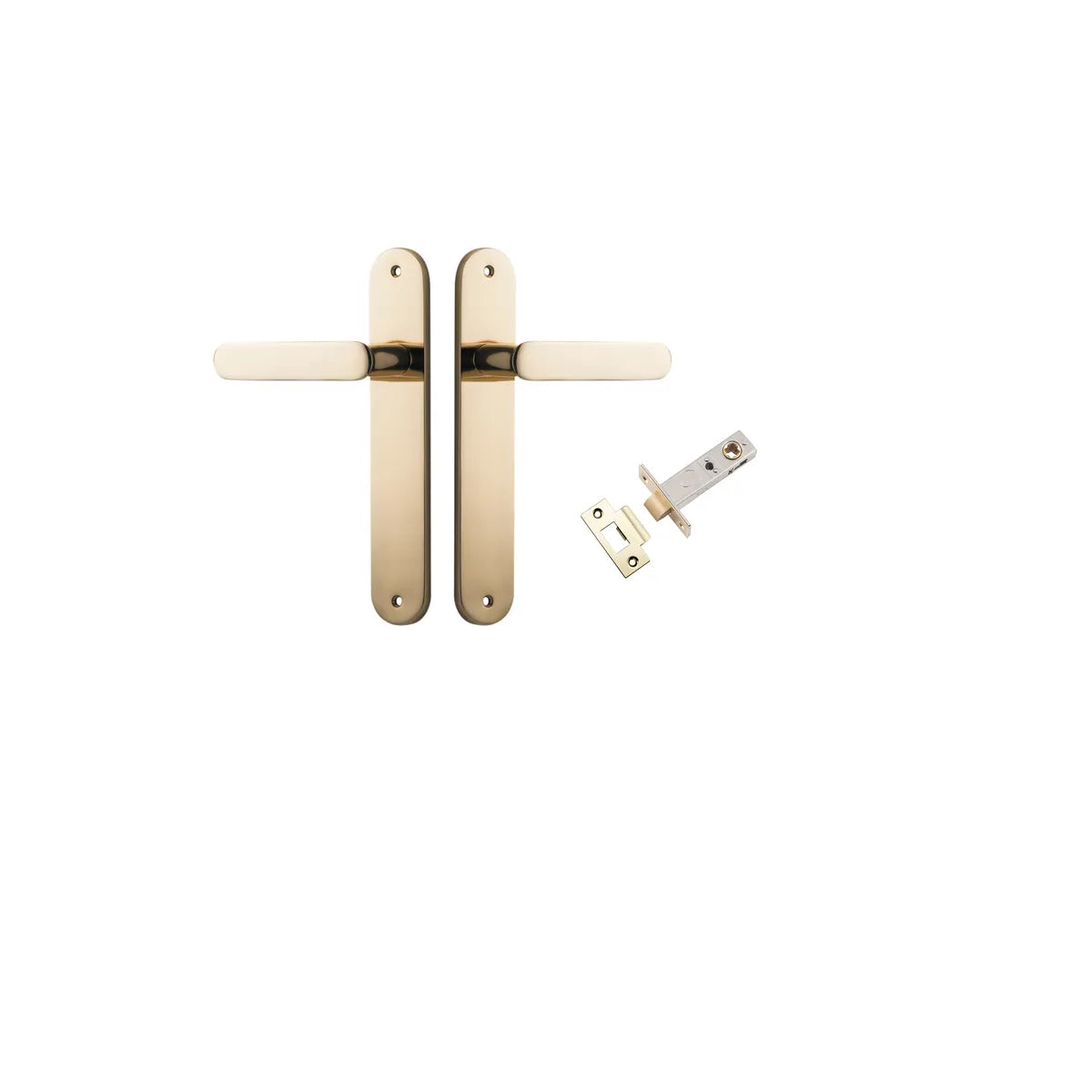 Bronte Lever - Oval Backplate Passage Kit in Polished Brass - side profile view