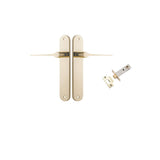 Como Lever - Oval Backplate Passage Kit in Polished Brass - side profile view