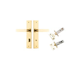 Bronte Lever - Chamfered Backplate Privacy Kit with Privacy Turn in Polished Brass - privacy set configuration