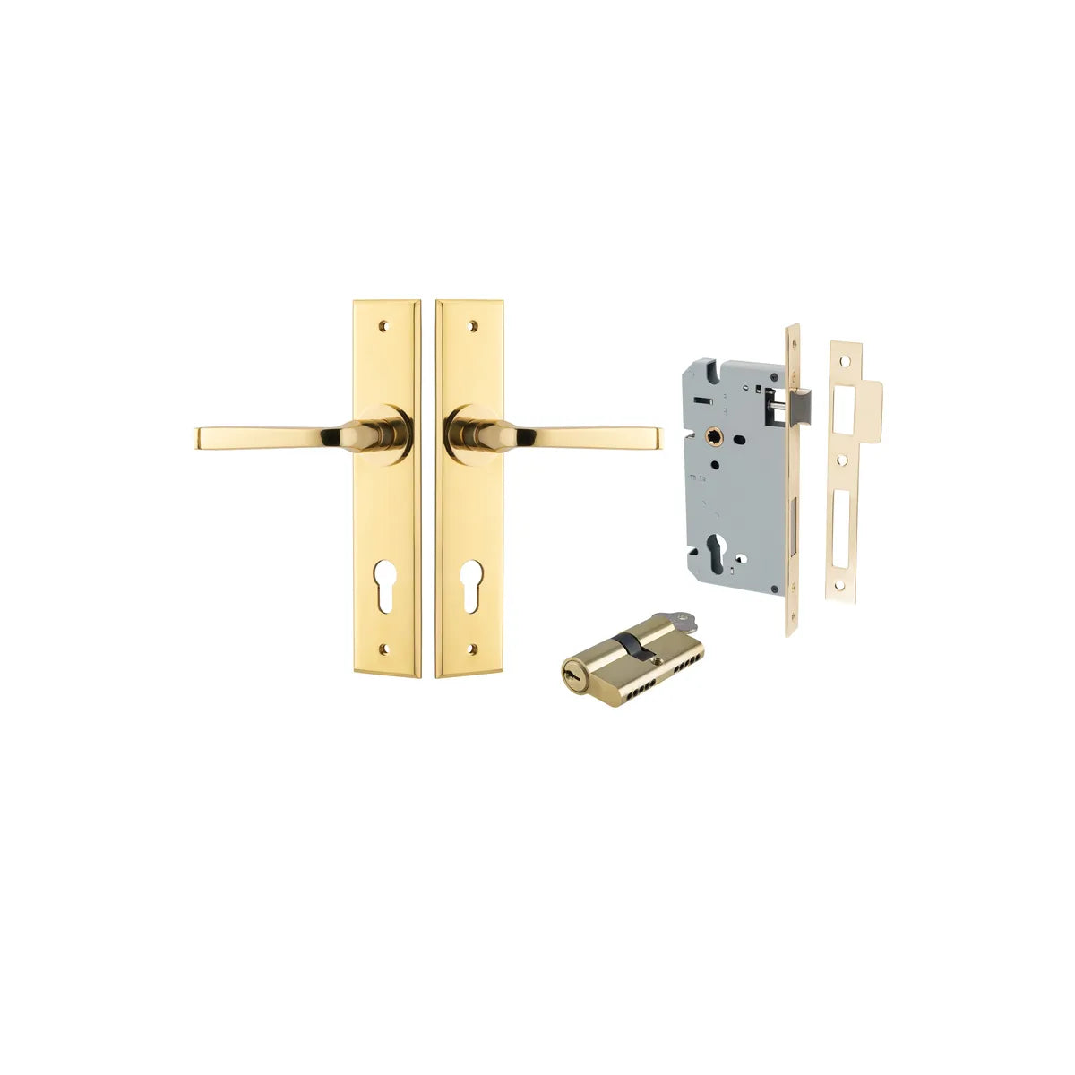 Annecy Lever - Chamfered Backplate Entrance Kit with High Security Lock
