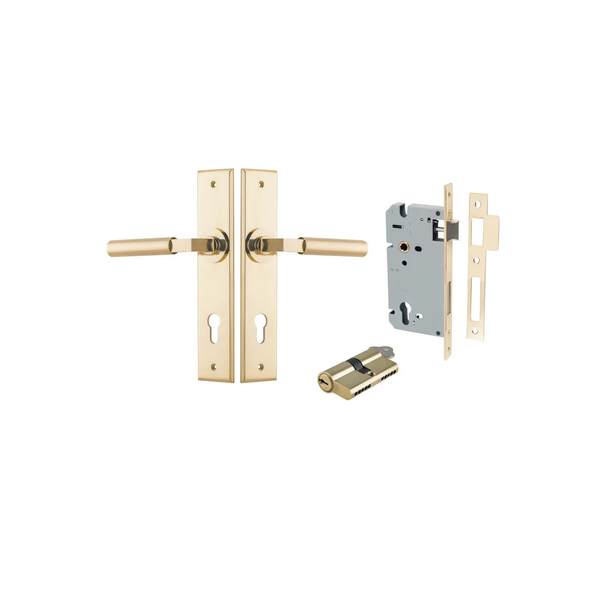 Berlin Lever - Chamfered Backplate Entrance Kit with High Security Lock
