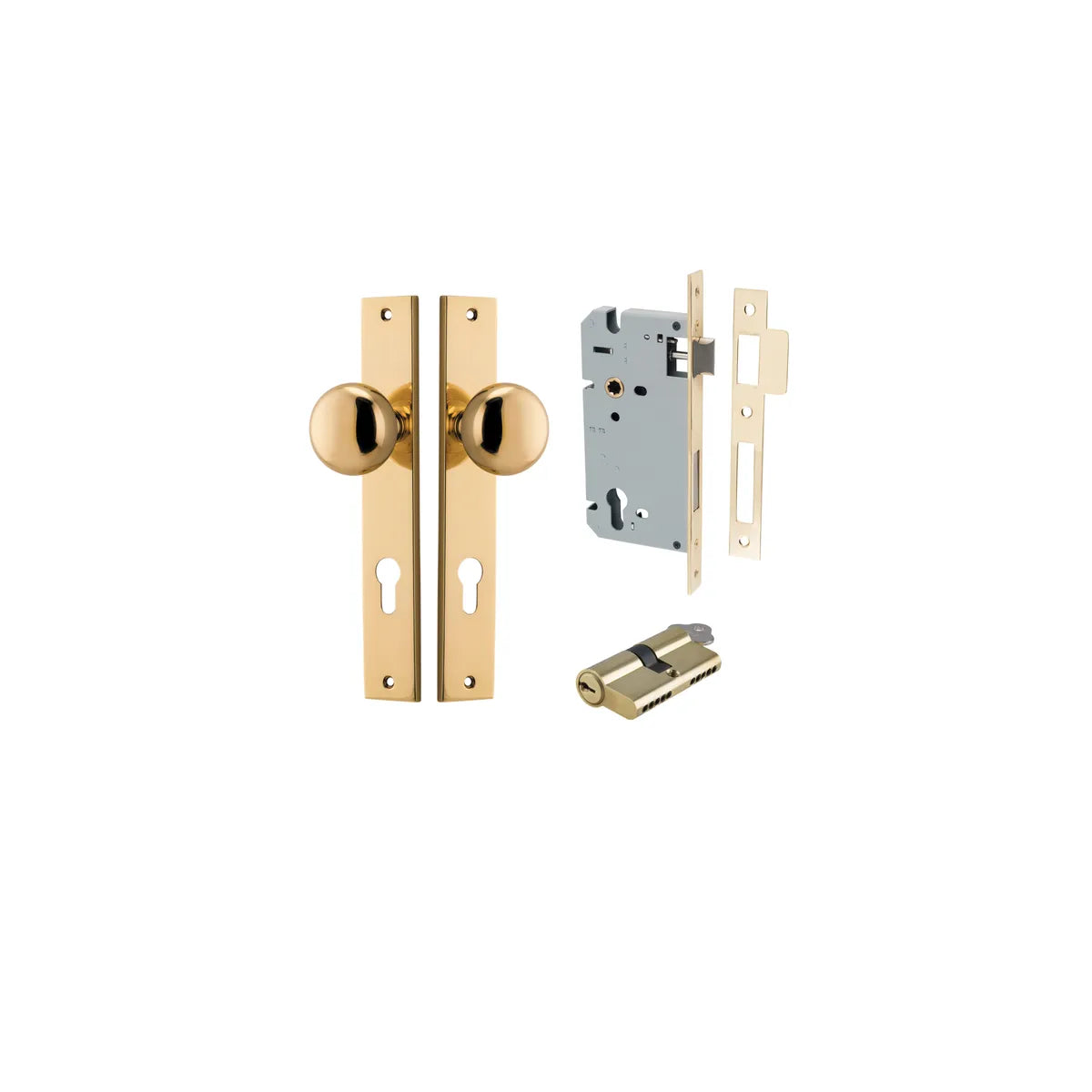 Cambridge Knob - Rectangular Backplate Entrance Kit with High Security Lock - entrance set configuration (4 of 18)