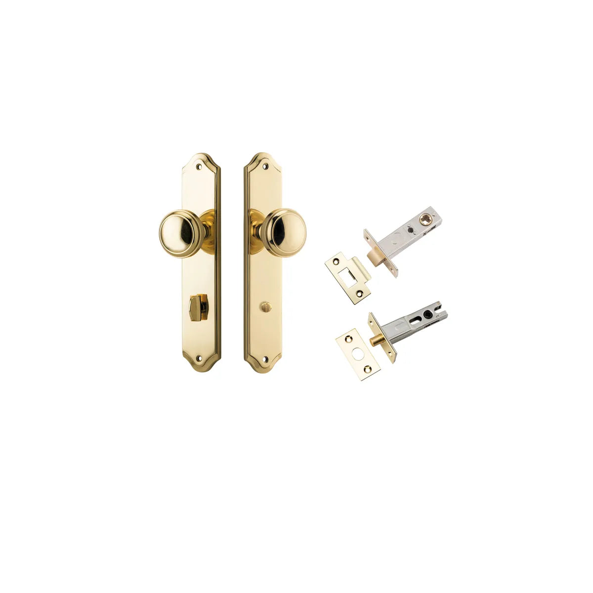 Paddington Knob - Shouldered Backplate Privacy Kit with Privacy Turn in Polished Brass - privacy set configuration