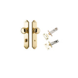 Cambridge Knob - Shouldered Backplate Privacy Kit with Privacy Turn in Polished Brass - privacy set configuration