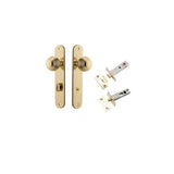 Guildford Knob - Oval Backplate Privacy Kit with Privacy Turn in Polished Brass - privacy set configuration