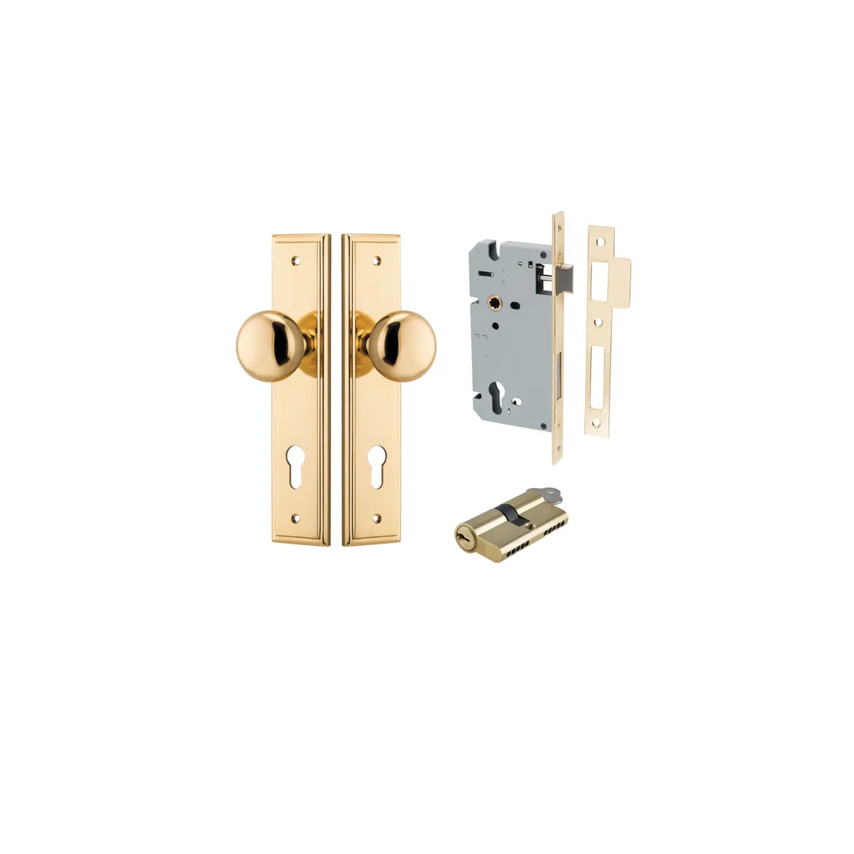 Cambridge Knob - Stepped Backplate Entrance Kit with High Security Lock - entrance set configuration (4 of 18)