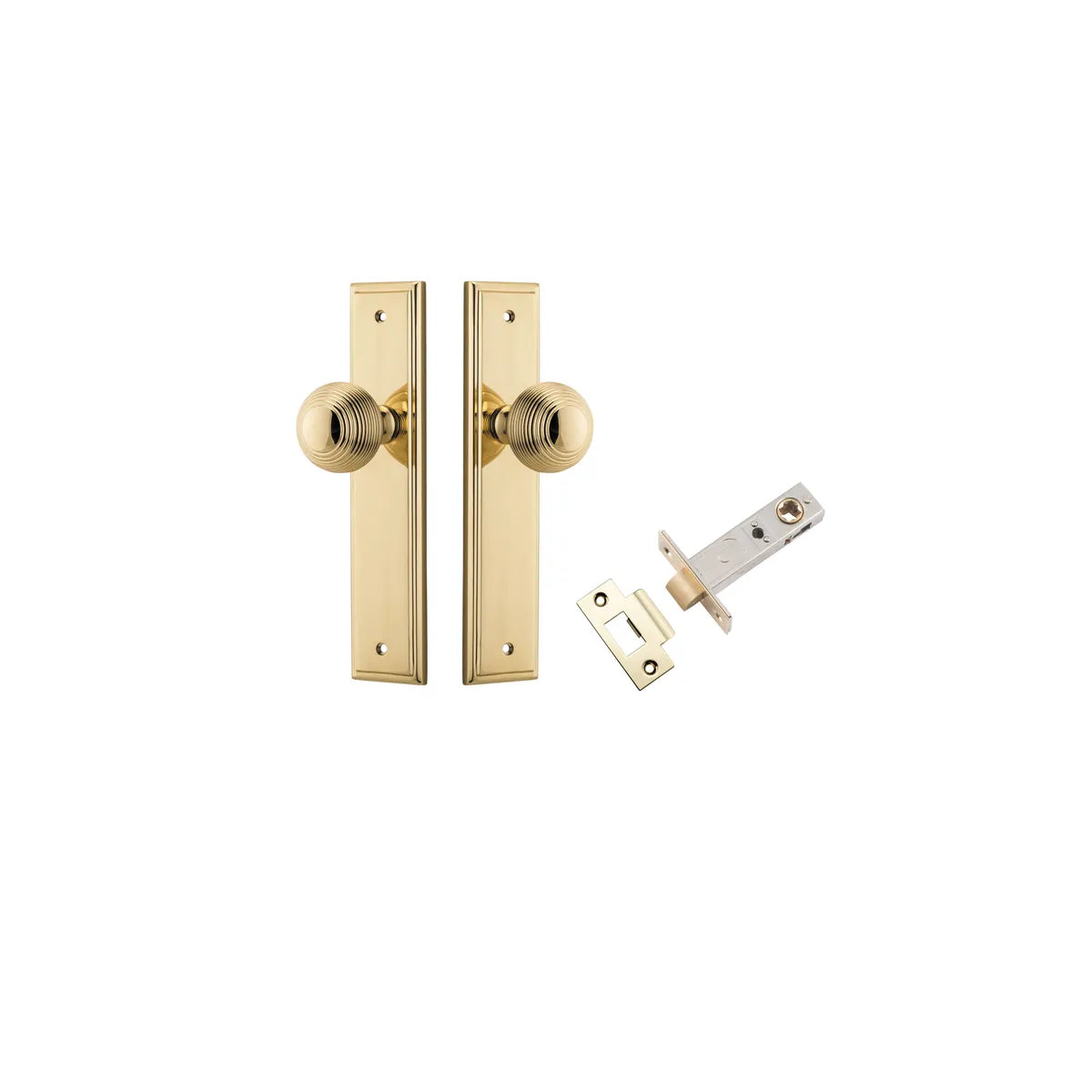 Guildford Knob - Stepped Backplate Passage Kit in Polished Brass - alternative product view
