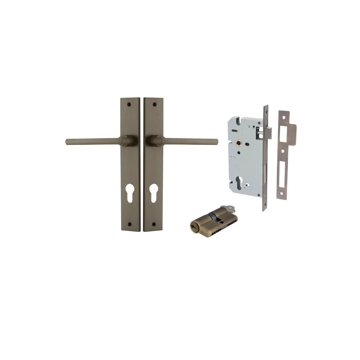 Baltimore Lever - Rectangular Backplate Entrance Kit with High Security Lock - entrance set configuration (7 of 14)