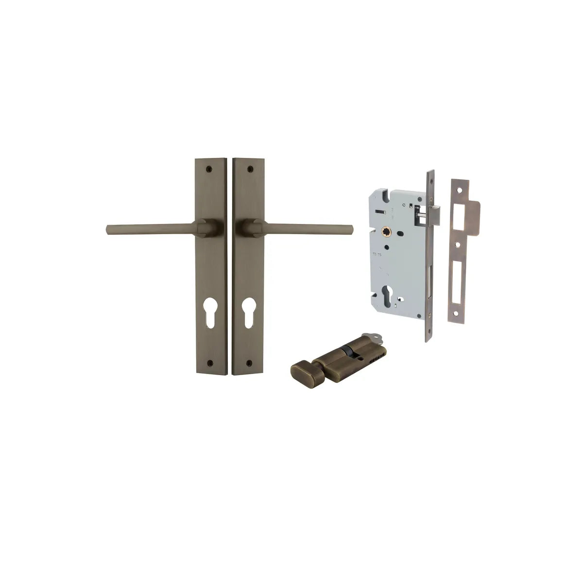 Baltimore Lever - Rectangular Backplate Entrance Kit with High Security Lock - entrance set configuration (14 of 14)