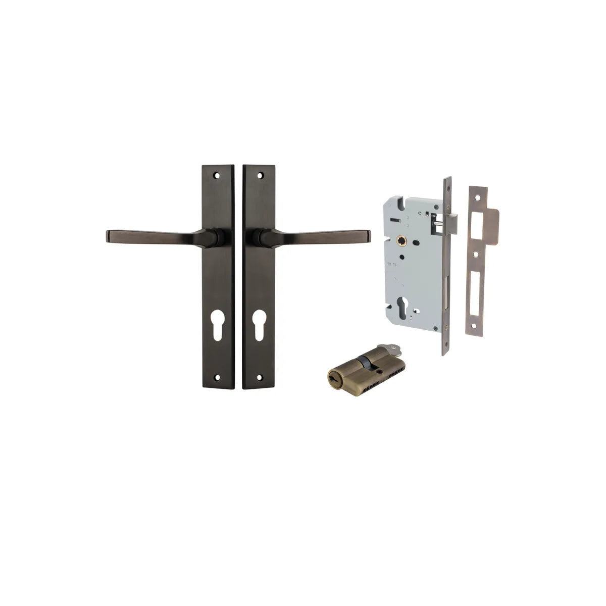Annecy Lever - Rectangular Backplate Entrance Kit with High Security Lock - entrance set configuration (9 of 18)
