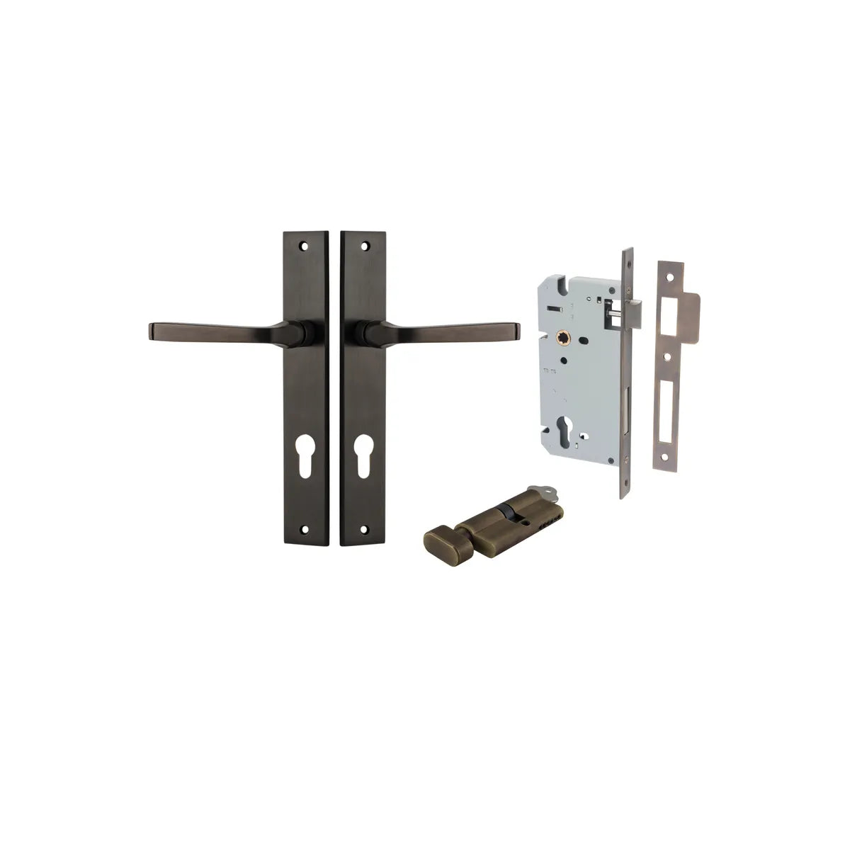 Annecy Lever - Rectangular Backplate Entrance Kit with High Security Lock - entrance set configuration (18 of 18)