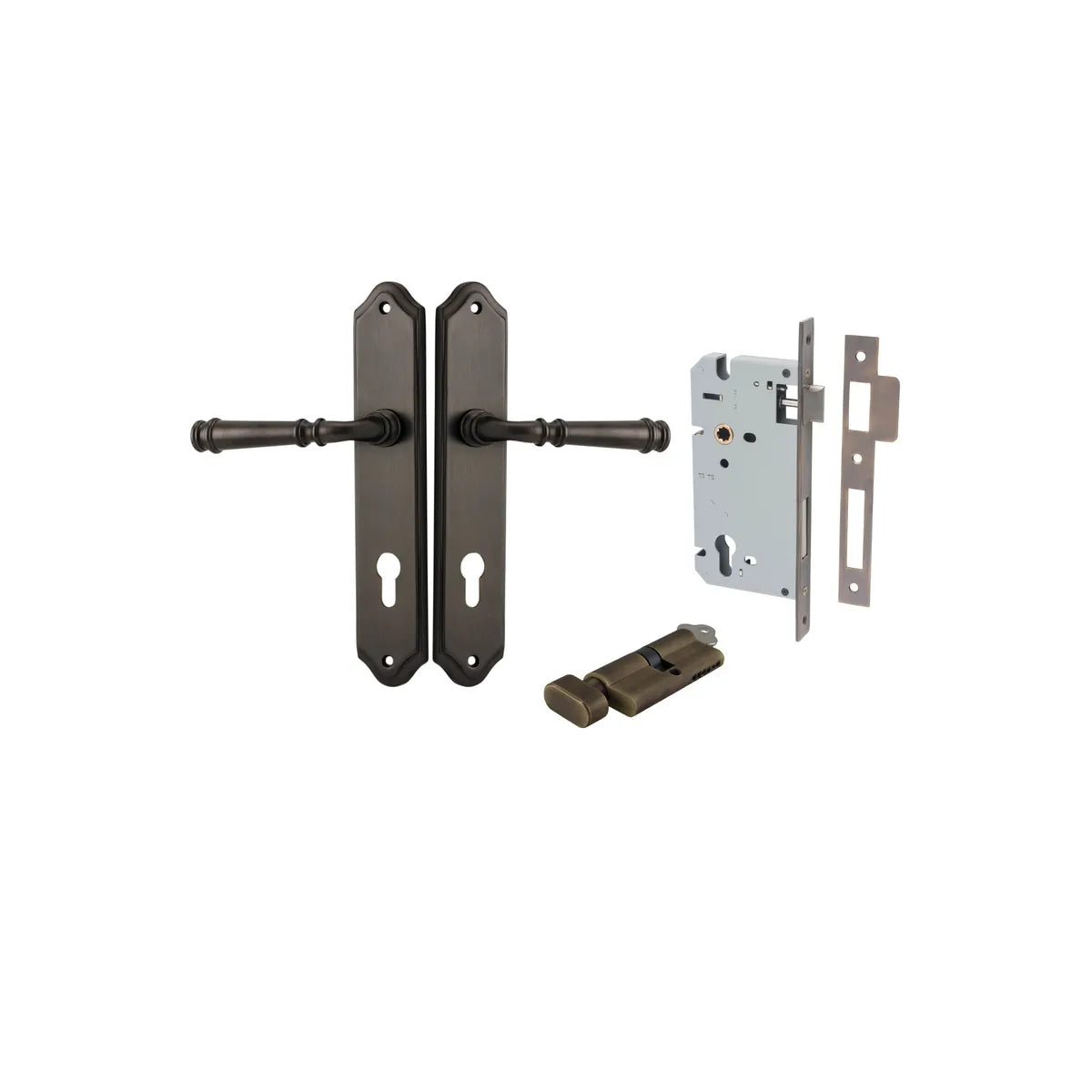 Verona Lever - Shouldered Backplate Entrance Kit with High Security Lock - entrance set configuration (18 of 18)