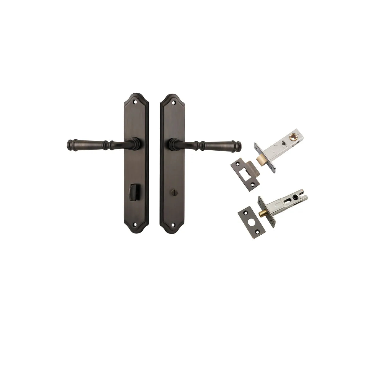Verona Lever - Shouldered Backplate Privacy Kit with Privacy Turn in Signature Brass - privacy set configuration