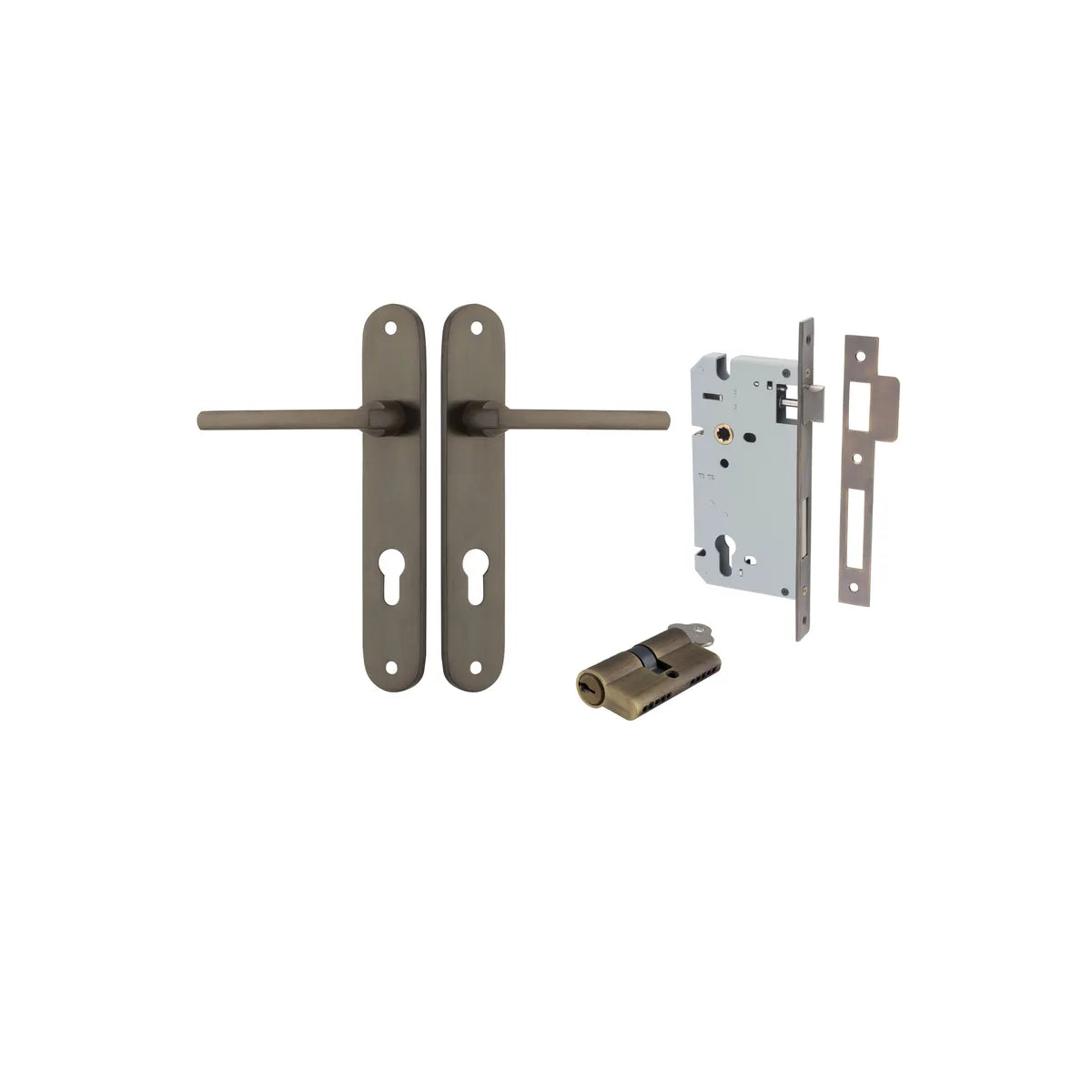 Baltimore Lever - Oval Backplate Entrance Kit with High Security Lock in Brushed Brass - entrance set configuration (7 of 14)